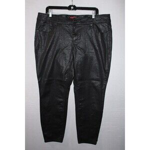 Bongo Black Snakeskin Design Faux Leather Straight Leg Pants Size 18W Casual